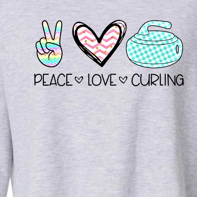 Peace Love Curling Cute Design Teen Gift Cropped Pullover Crew