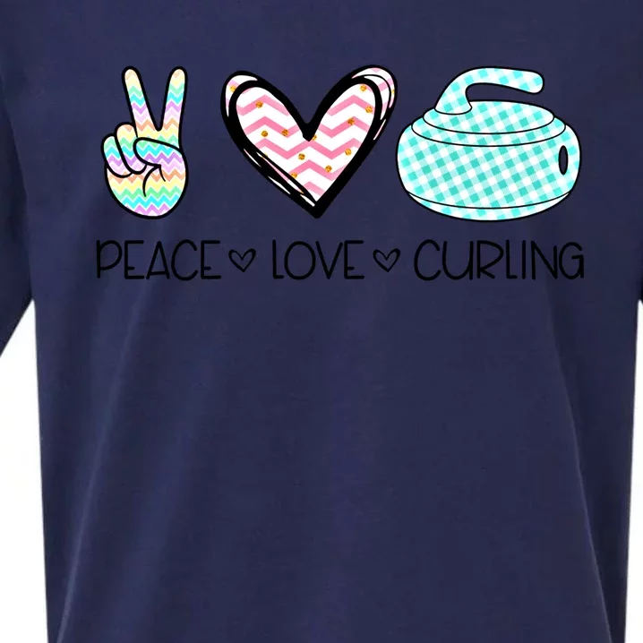 Peace Love Curling Cute Design Teen Gift Sueded Cloud Jersey T-Shirt