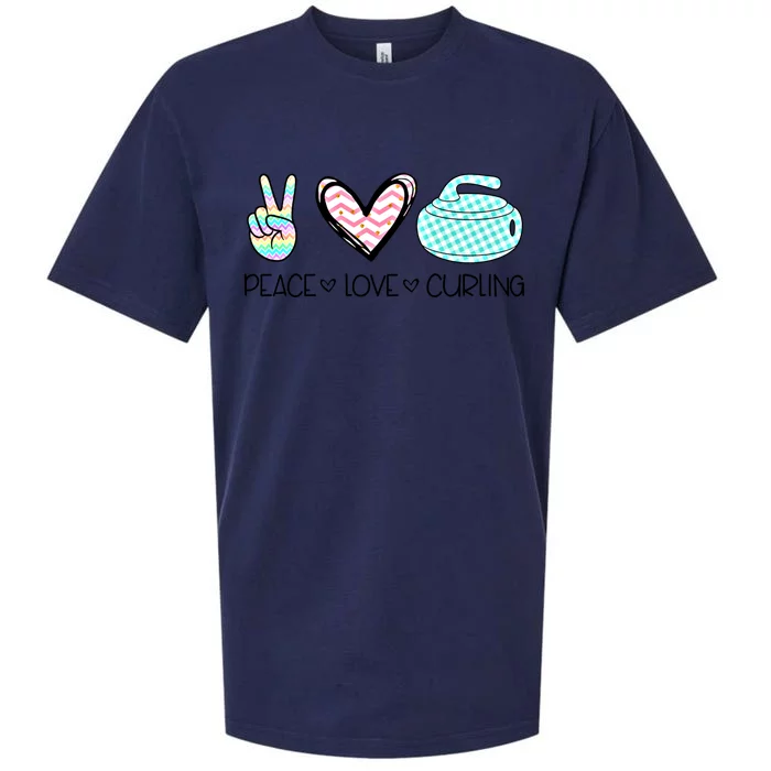 Peace Love Curling Cute Design Teen Gift Sueded Cloud Jersey T-Shirt