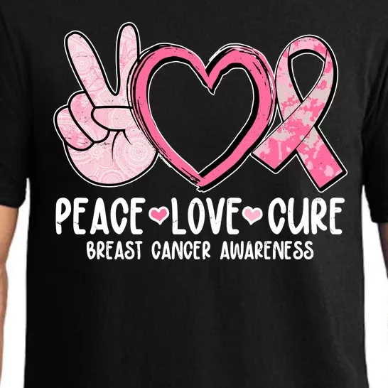 Peace Love Cure Breast Cance Awareness Pajama Set