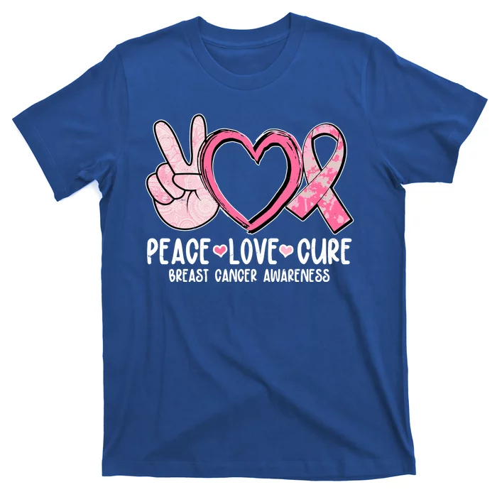 Peace Love Cure Breast Cance Awareness T-Shirt