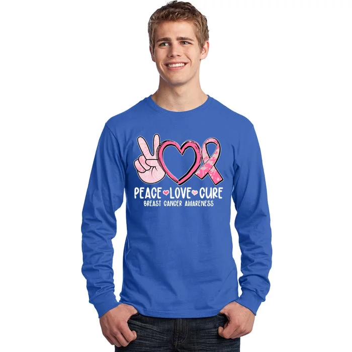 Peace Love Cure Breast Cance Awareness Tall Long Sleeve T-Shirt