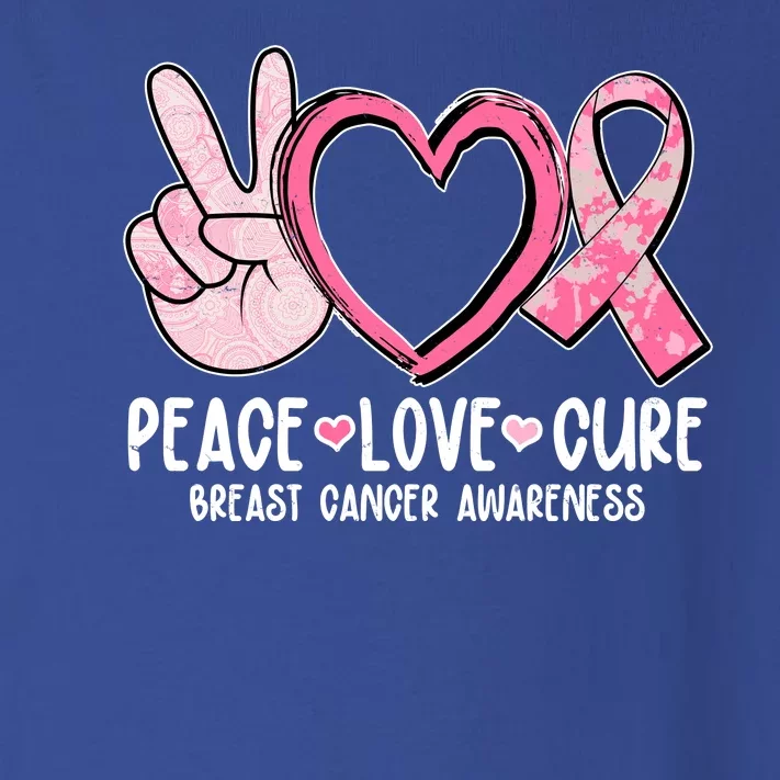 Peace Love Cure Breast Cance Awareness Toddler Long Sleeve Shirt