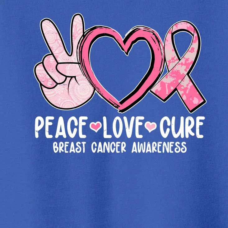 Peace Love Cure Breast Cance Awareness Toddler T-Shirt