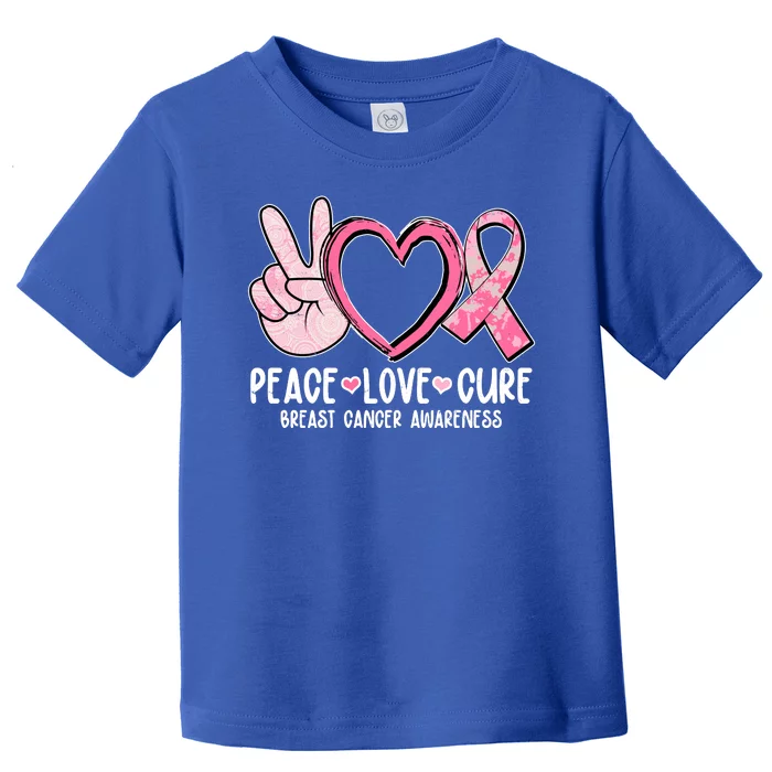 Peace Love Cure Breast Cance Awareness Toddler T-Shirt