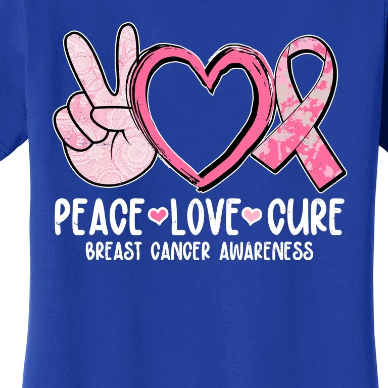 Peace Love Cure Breast Cance Awareness Women's T-Shirt