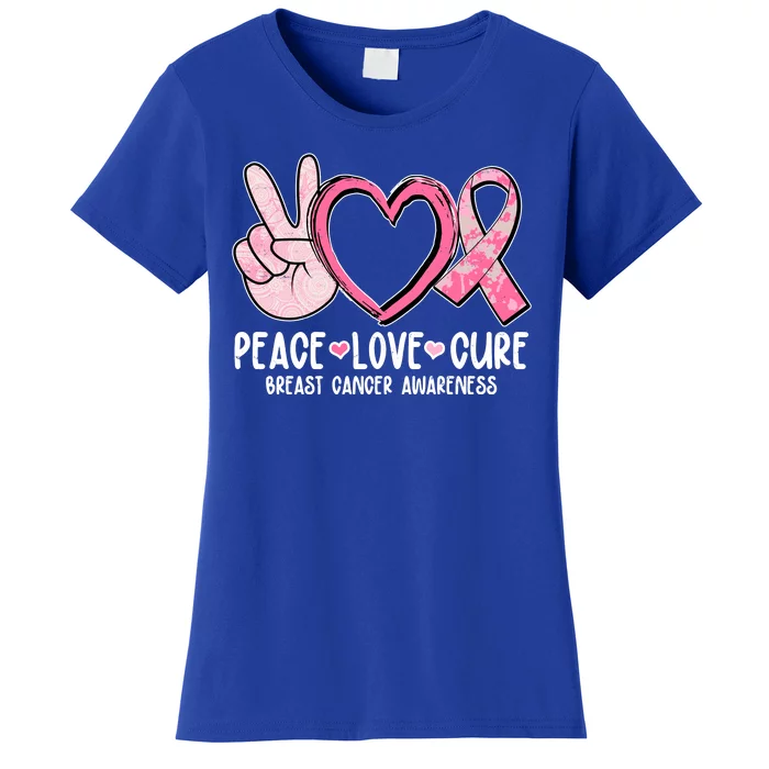 Peace Love Cure Breast Cance Awareness Women's T-Shirt