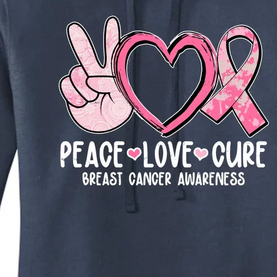 Peace Love Cure Breast Cance Awareness Women's Pullover Hoodie