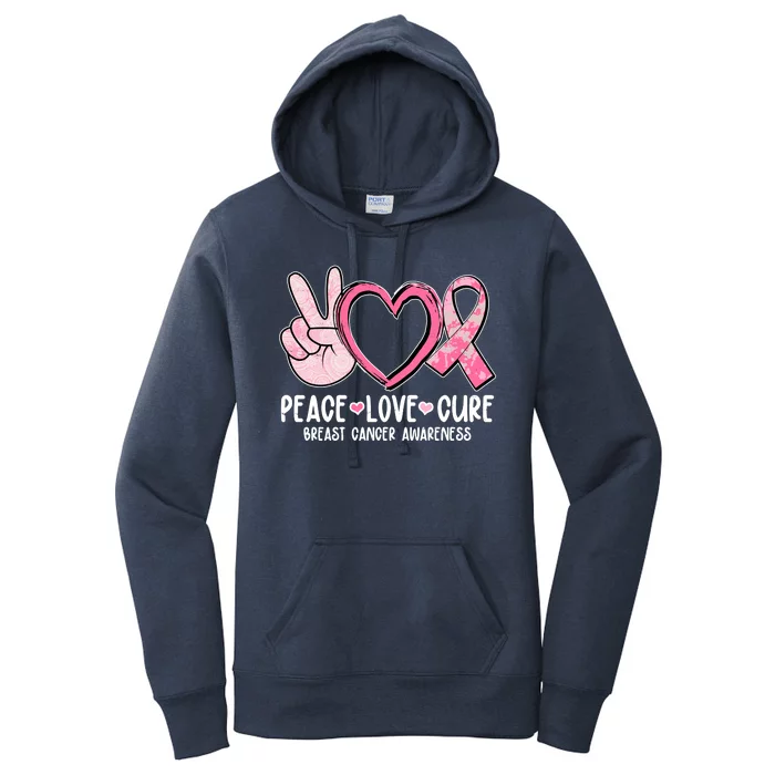 Peace Love Cure Breast Cance Awareness Women's Pullover Hoodie