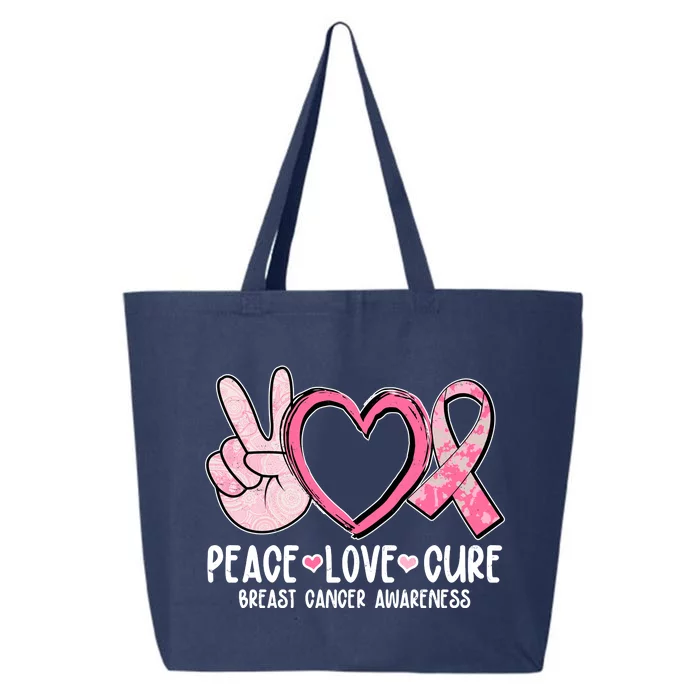 Peace Love Cure Breast Cance Awareness 25L Jumbo Tote