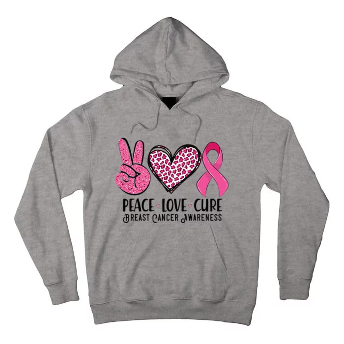 Peace Love Cure Breast Cancer Awareness Warrior Pink Ribbon Tall Hoodie