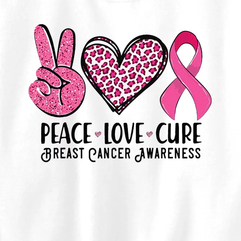 Peace Love Cure Breast Cancer Awareness Warrior Pink Ribbon Kids Sweatshirt