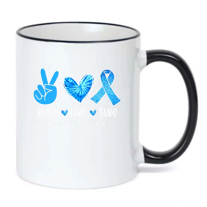 Peace Love Cure Diabetes Awareness Motivation Black Color Changing Mug