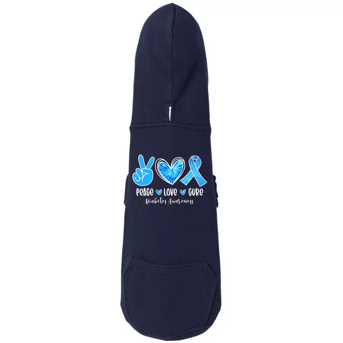 Peace Love Cure Diabetes Awareness Motivation Doggie 3-End Fleece Hoodie