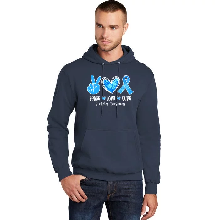 Peace Love Cure Diabetes Awareness Motivation Tall Hoodie