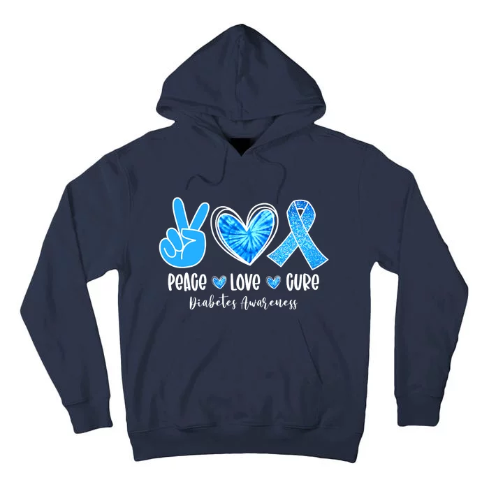 Peace Love Cure Diabetes Awareness Motivation Tall Hoodie