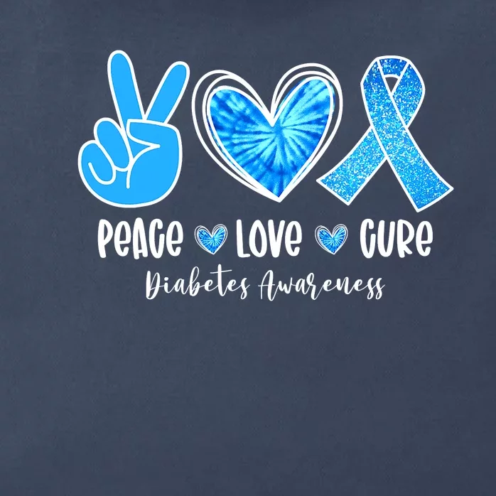 Peace Love Cure Diabetes Awareness Motivation Zip Tote Bag