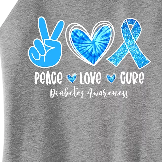 Peace Love Cure Diabetes Awareness Motivation Women’s Perfect Tri Rocker Tank