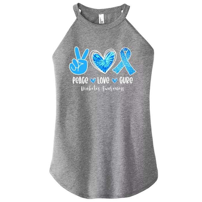 Peace Love Cure Diabetes Awareness Motivation Women’s Perfect Tri Rocker Tank