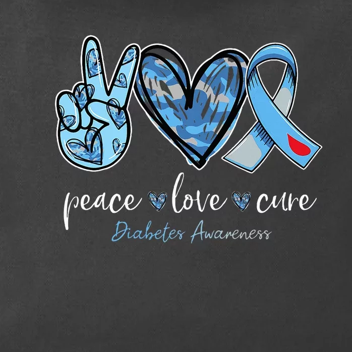 Peace love cure blue ribbon diabetes awareness month Zip Tote Bag