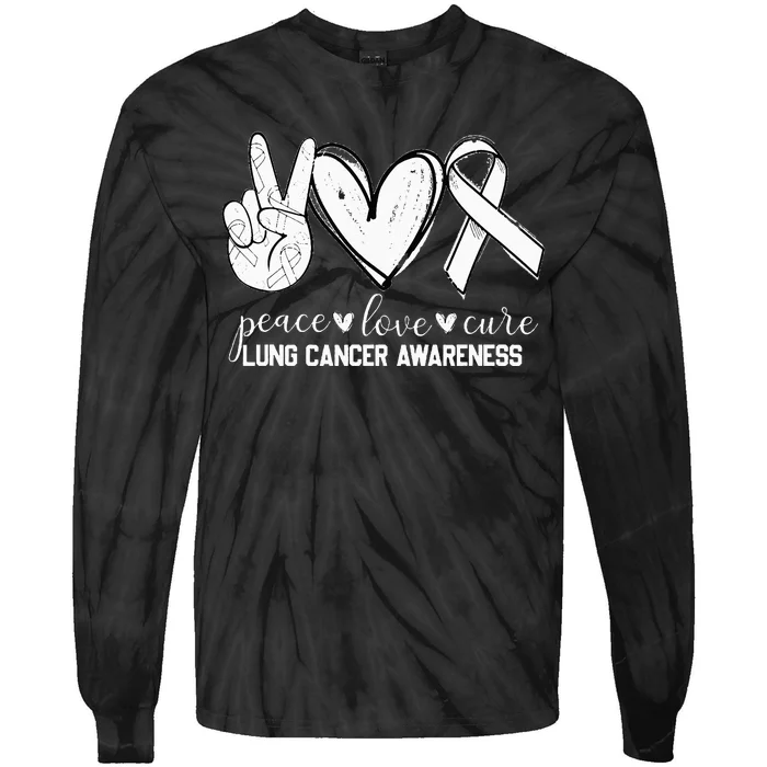 Peace Love Cure Lung Cancer Awareness Tie-Dye Long Sleeve Shirt