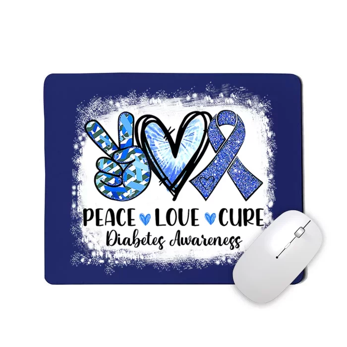 Peace Love Cure Diabetes Awareness Blue Ribbon Mousepad