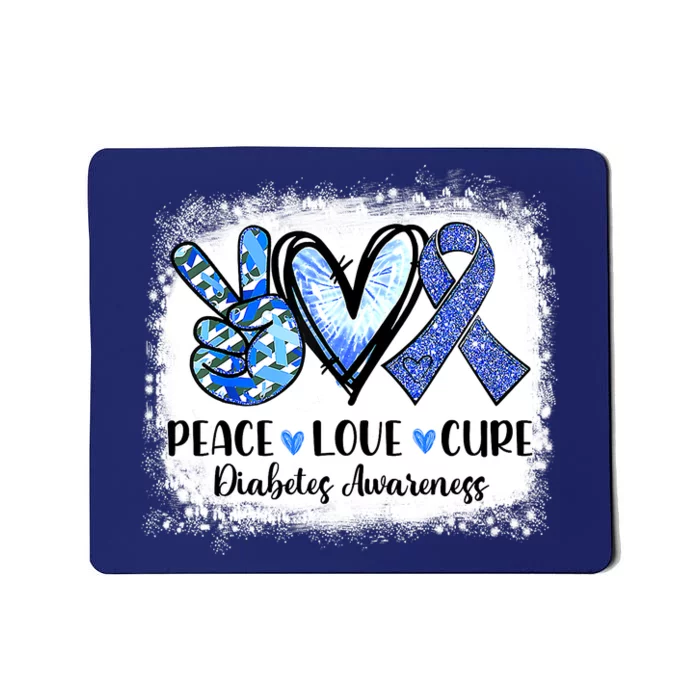 Peace Love Cure Diabetes Awareness Blue Ribbon Mousepad