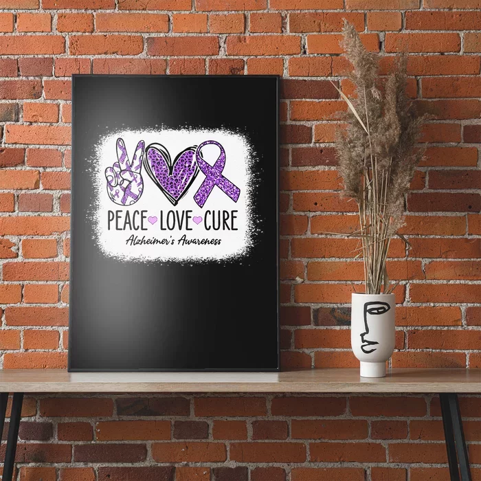 Peace Love Cure We Wear Purple For AlzheimerS Awareness Gift Poster