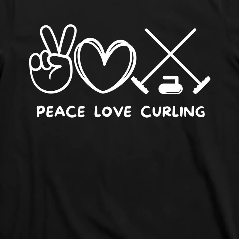 Peace Love Curling Retro Curling Lover Sport Lover Funny Gift T-Shirt