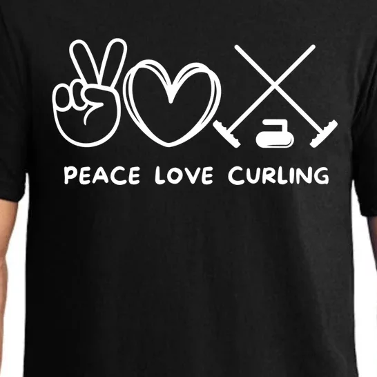 Peace Love Curling Retro Curling Lover Sport Lover Funny Gift Pajama Set