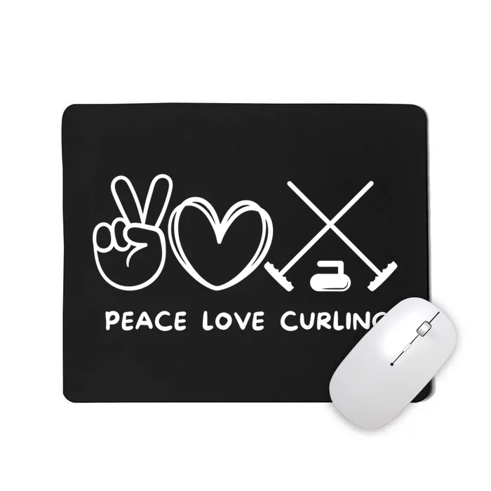 Peace Love Curling Retro Curling Lover Sport Lover Funny Gift Mousepad