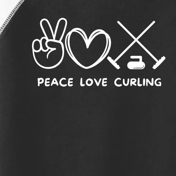 Peace Love Curling Retro Curling Lover Sport Lover Funny Gift Toddler Fine Jersey T-Shirt