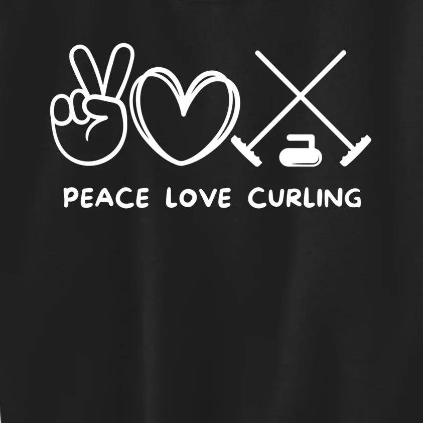 Peace Love Curling Retro Curling Lover Sport Lover Funny Gift Kids Sweatshirt