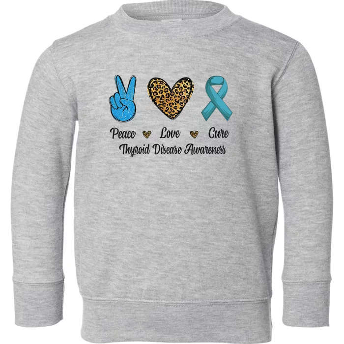 Peace Love Cure Thyroid Disease Awareness Survivor Leopard Toddler Sweatshirt