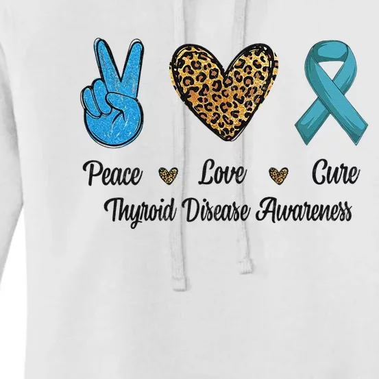 Peace Love Cure Thyroid Disease Awareness Survivor Leopard Women's Pullover Hoodie