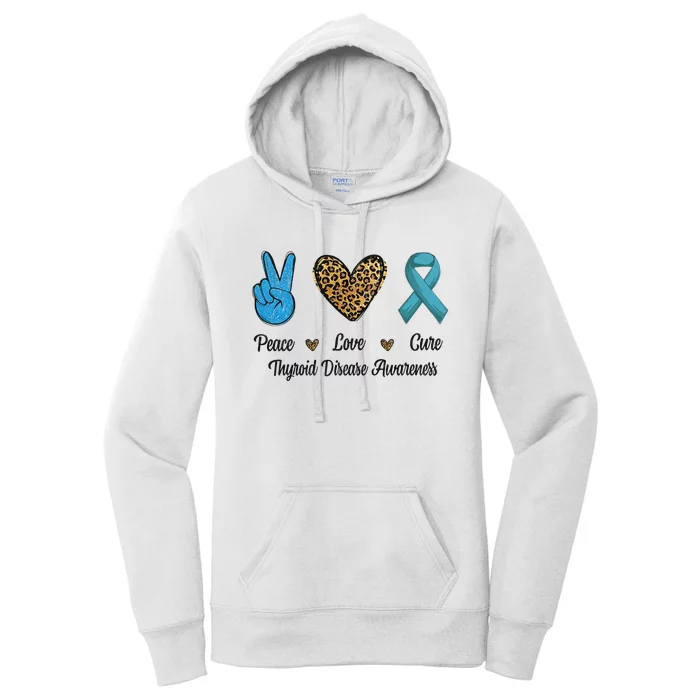 Peace Love Cure Thyroid Disease Awareness Survivor Leopard Women's Pullover Hoodie