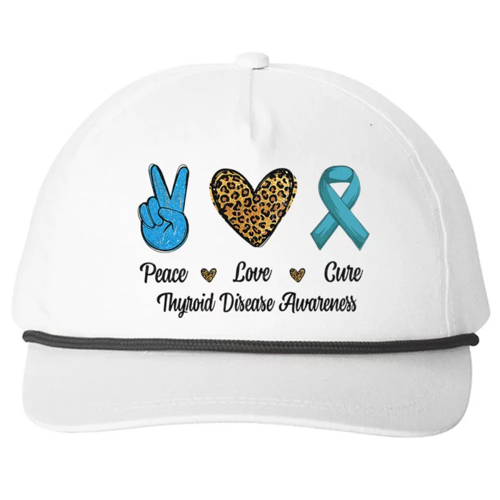 Peace Love Cure Thyroid Disease Awareness Survivor Leopard Snapback Five-Panel Rope Hat