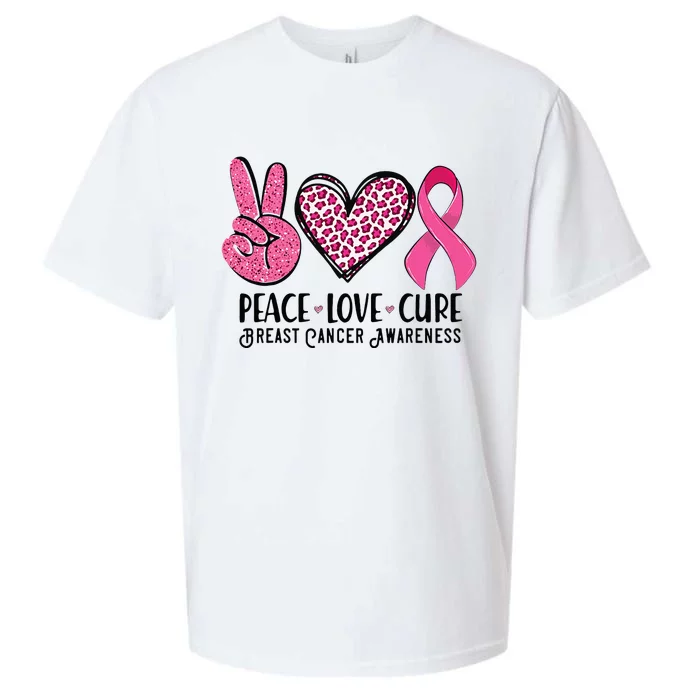 Peace Love Cure Breast Cancer Awareness Warrior Pink Ribbon Sueded Cloud Jersey T-Shirt