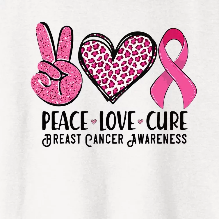 Peace Love Cure Breast Cancer Awareness Warrior Pink Ribbon Women's Crop Top Tee