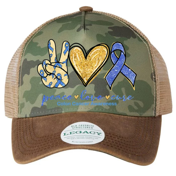 Peace Love Cures Ribbon Colon Cancer Awareness Supporter Legacy Tie Dye Trucker Hat