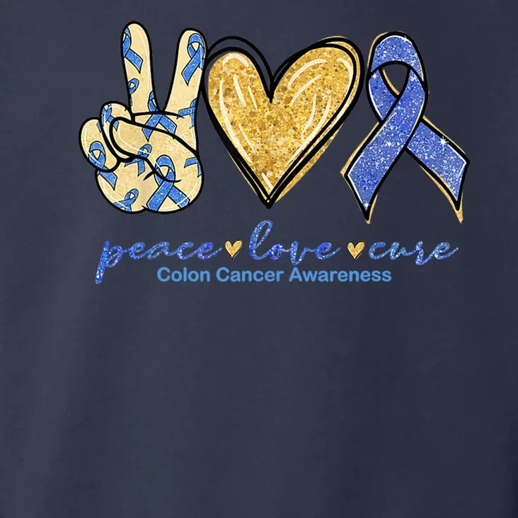 Peace Love Cures Ribbon Colon Cancer Awareness Supporter Toddler Hoodie