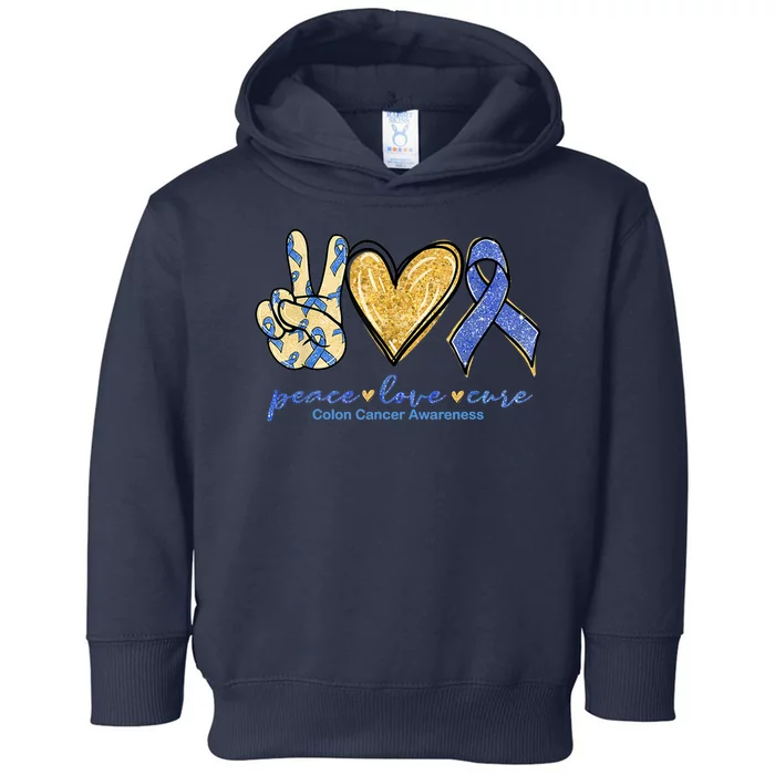 Peace Love Cures Ribbon Colon Cancer Awareness Supporter Toddler Hoodie