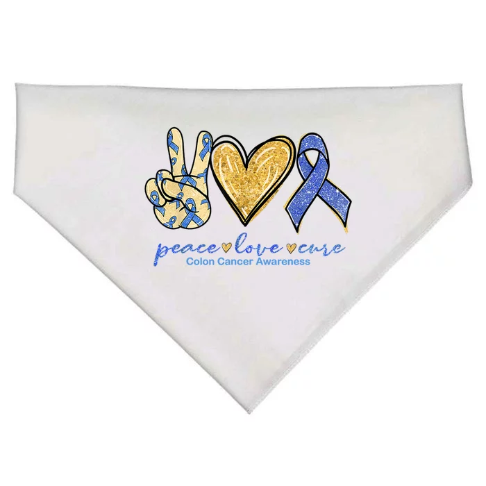 Peace Love Cures Ribbon Colon Cancer Awareness Supporter USA-Made Doggie Bandana