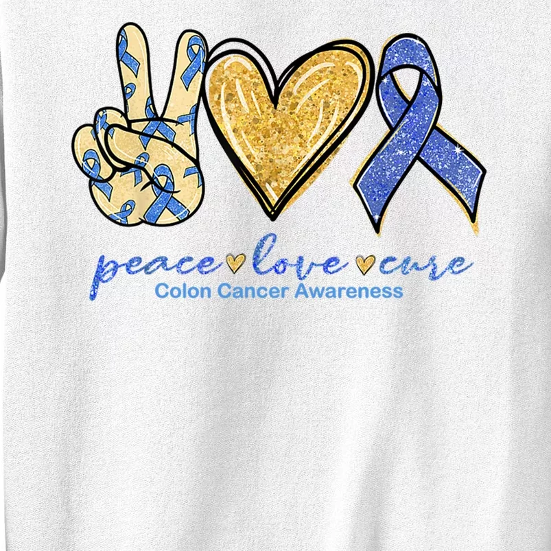 Peace Love Cures Ribbon Colon Cancer Awareness Supporter Sweatshirt