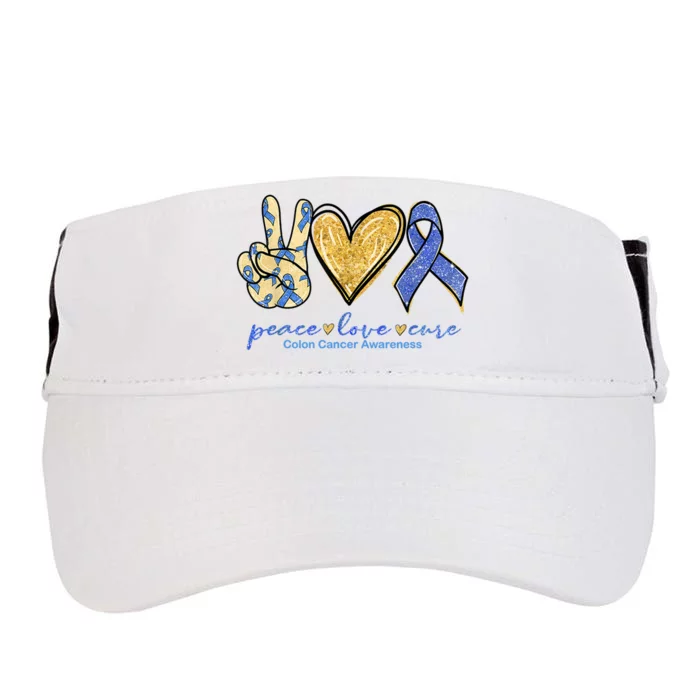 Peace Love Cures Ribbon Colon Cancer Awareness Supporter Adult Drive Performance Visor