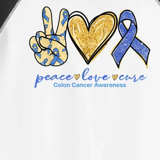 Peace Love Cures Ribbon Colon Cancer Awareness Supporter Toddler Fine Jersey T-Shirt