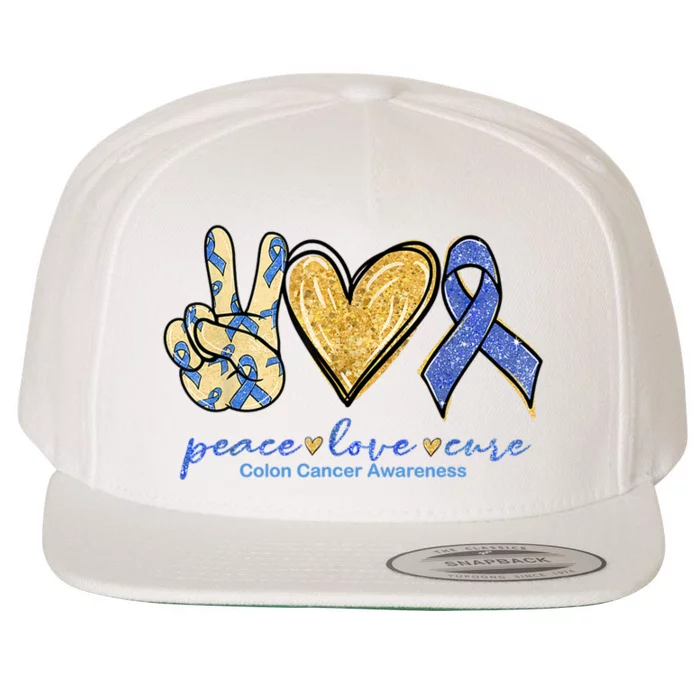 Peace Love Cures Ribbon Colon Cancer Awareness Supporter Wool Snapback Cap