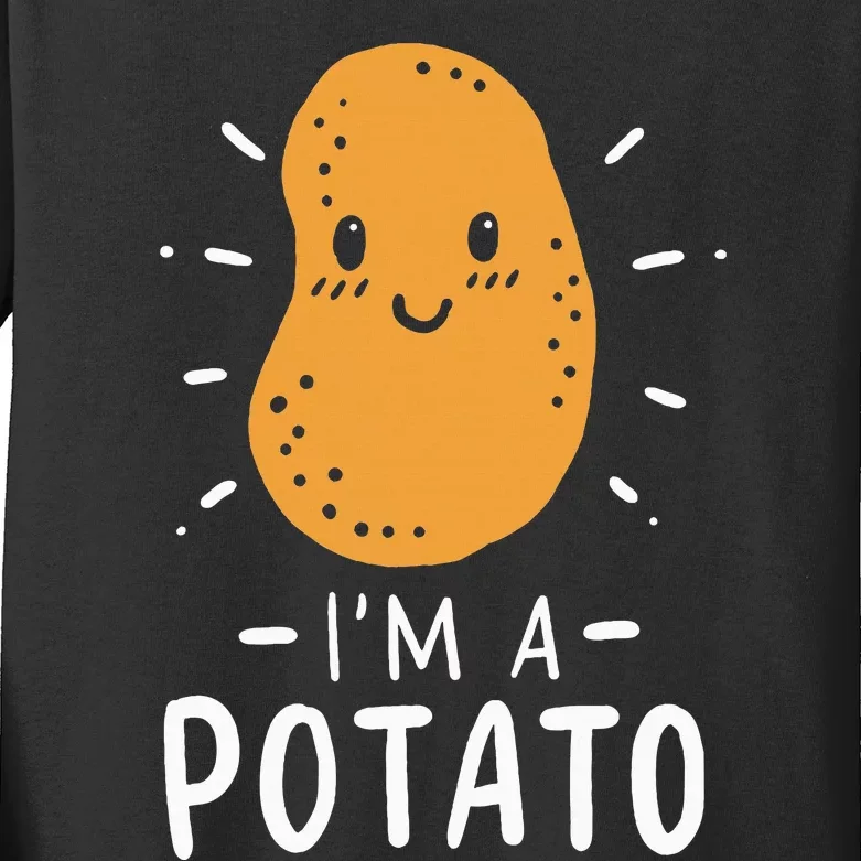 Potato Lazy Costume Halloween Vegan Kawaii Kids Long Sleeve Shirt