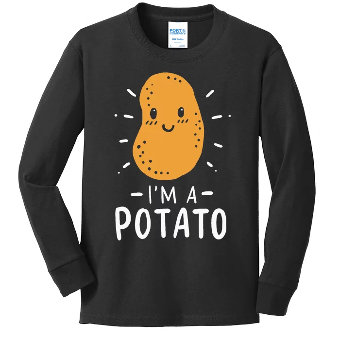 Potato Lazy Costume Halloween Vegan Kawaii Kids Long Sleeve Shirt