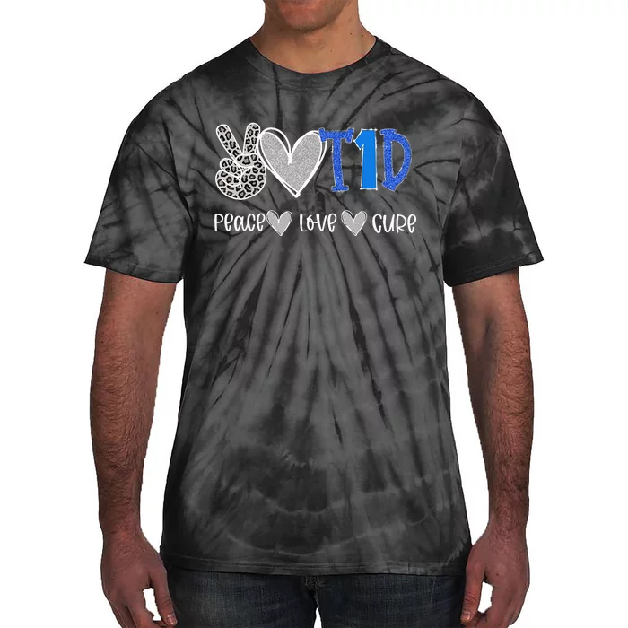 Peace Love Cure Type One Diabetes awareness T1D Tie-Dye T-Shirt